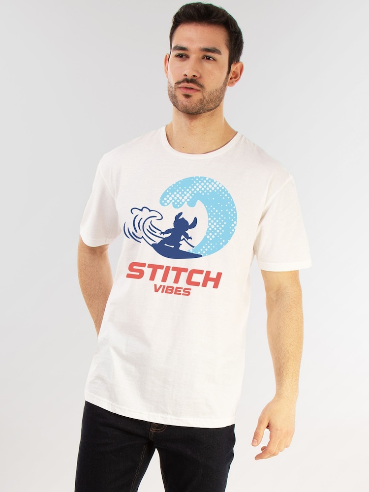 Brands In White Disney Stitch Vibes 100% Cotton T-Shirt - Image 1 of 4