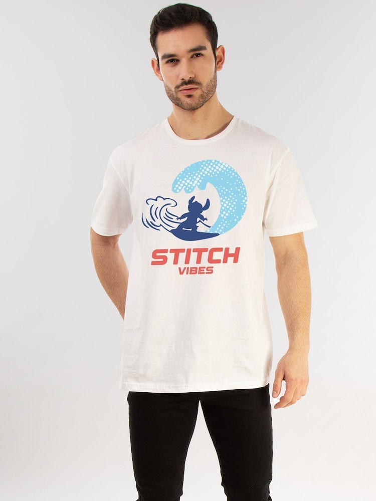 Brands In White Disney Stitch Vibes 100% Cotton T-Shirt - Image 2 of 4