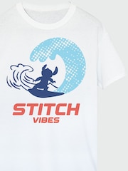 Brands In White Disney Stitch Vibes 100% Cotton T-Shirt - Image 4 of 4