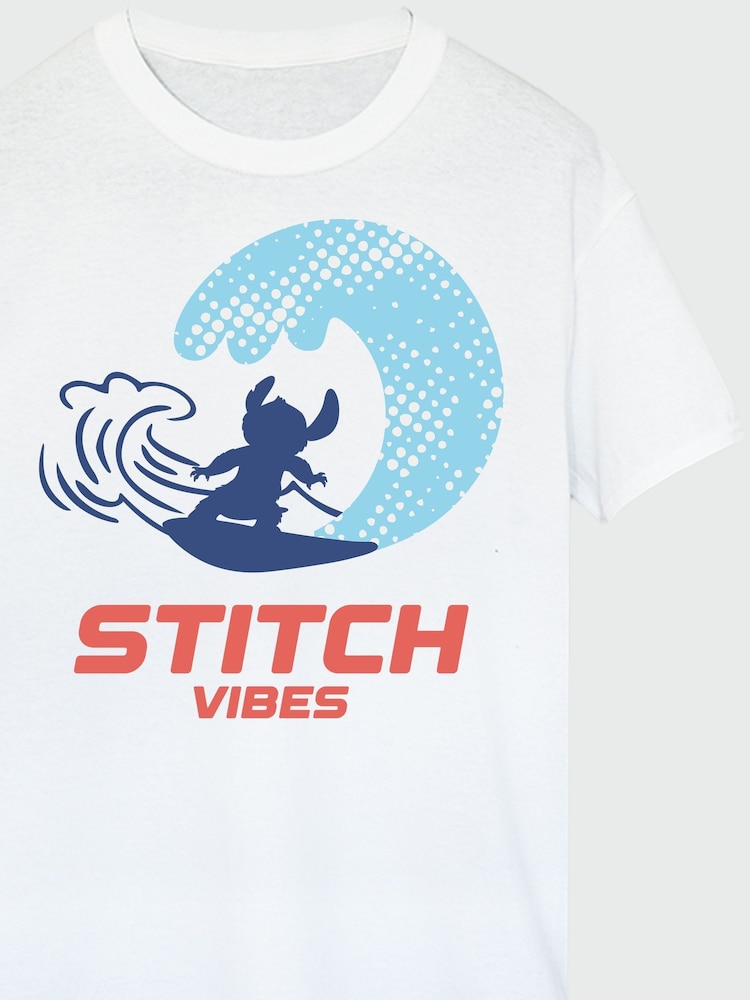 Brands In White Disney Stitch Vibes 100% Cotton T-Shirt - Image 4 of 4
