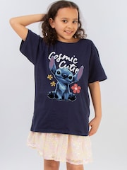 Brands In Blue Disney Stitch Cosmic Cutie 100% Cotton T-Shirt - Image 1 of 4
