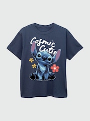 Brands In Blue Disney Stitch Cosmic Cutie 100% Cotton T-Shirt - Image 3 of 4