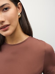 Brown Slim Fit Short Sleeve Soft Touch Polyamide T-Shirt - Image 5 of 5