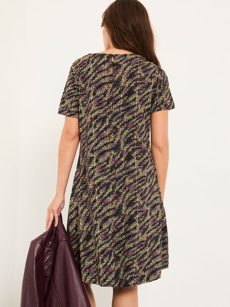 FatFace Simone Black Sketchy Texture Petite Jersey Dress - Image 2 of 5 FatFace Simone Black Sketchy Texture Petite Jersey Dress - Image 2 of 5