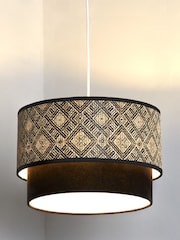 Searchlight Cream/Black/White Georgia Two Tier Easy Fit Lampshade - Image 1 of 4