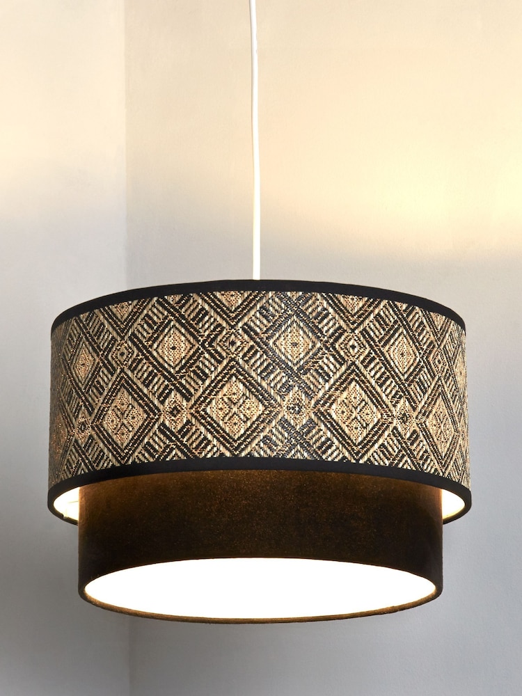 Searchlight Cream/Black/White Georgia Two Tier Easy Fit Lampshade - Image 1 of 4