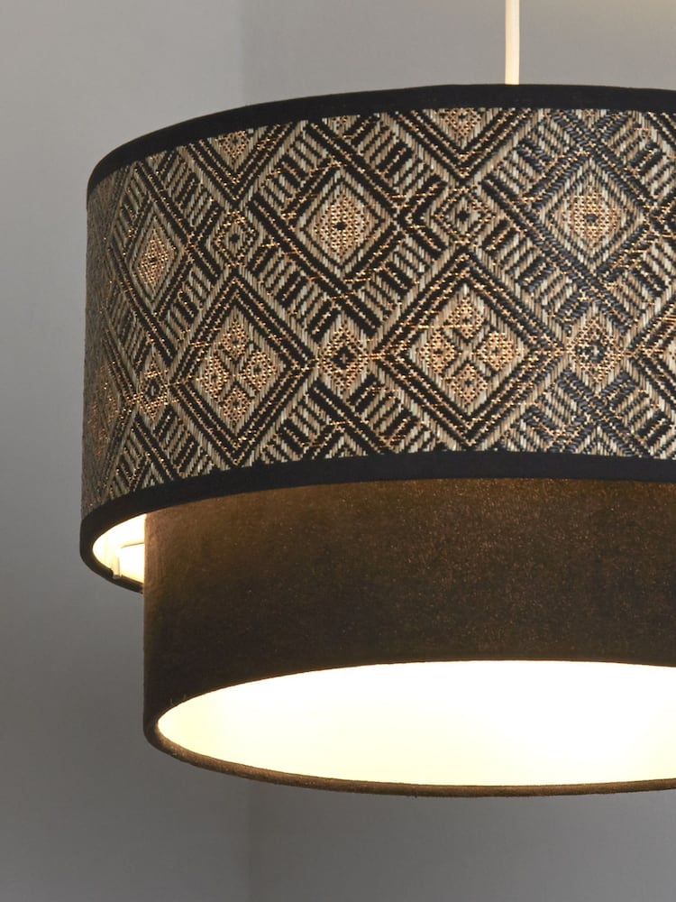 Searchlight Cream/Black/White Georgia Two Tier Easy Fit Lampshade - Image 4 of 4