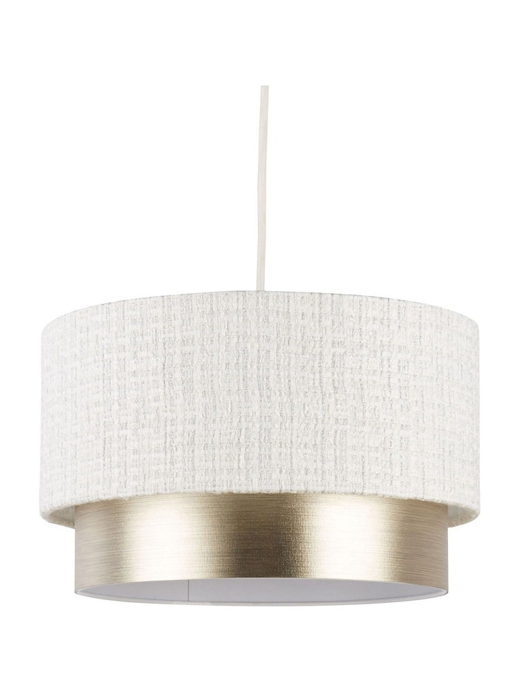 Searchlight White Silver and Champagne Dahlia Two Tier Lampshade - Image 2 of 4
