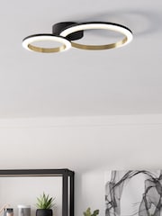 Eglo Black Brass Calliera Steel LED Circle Modern Ceiling Light - Image 1 of 5