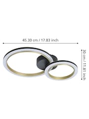 Eglo Black Brass Calliera Steel LED Circle Modern Ceiling Light - Image 4 of 5