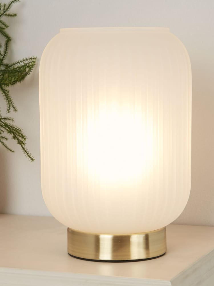 Searchlight Frosted White/Satin Brass Olivia Table Lamp - Image 1 of 4