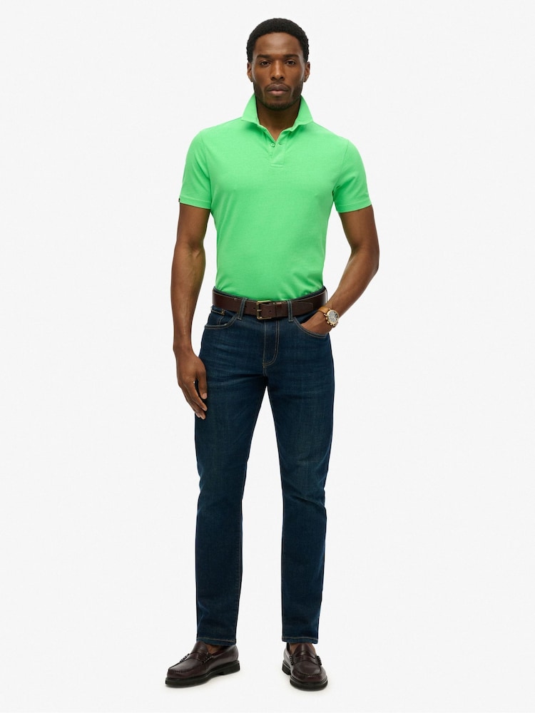 Superdry Green 100% Cotton Essential Jersey Polo Top - Image 1 of 1