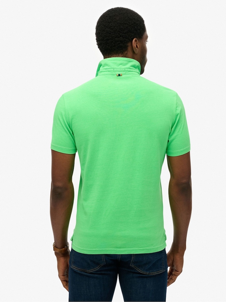 Superdry Green 100% Cotton Essential Jersey Polo Top - Image 2 of 3