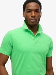 Superdry Green 100% Cotton Essential Jersey Polo Top - Image 3 of 3