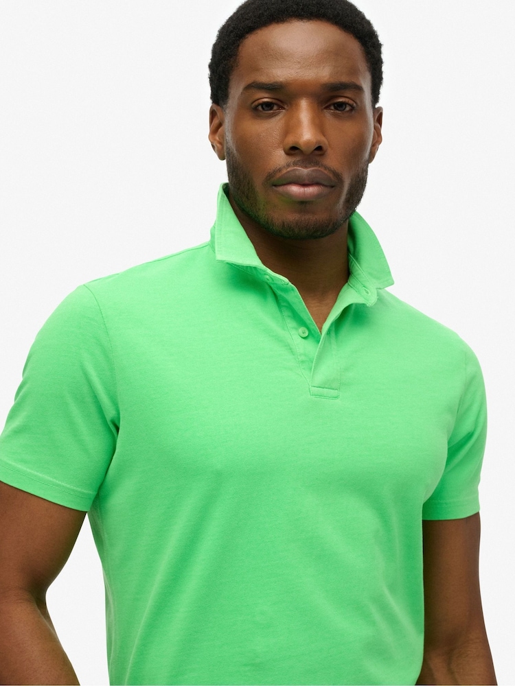 Superdry Green 100% Cotton Essential Jersey Polo Top - Image 3 of 3