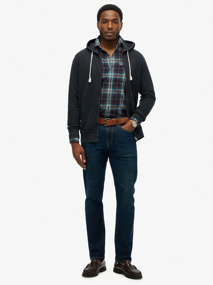 Superdry Blue Classic Essential Zip Hoodie - Image 1 of 4
