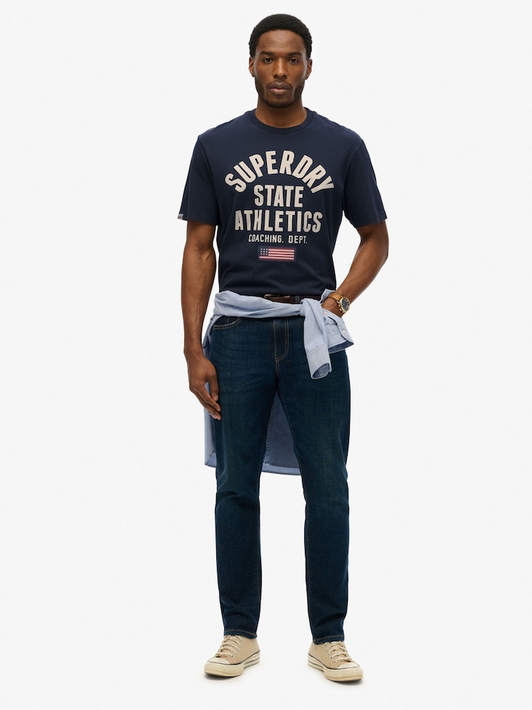 Superdry Blue 100% Cotton Athletic Essential Graphic T-Shirt - Image 1 of 5