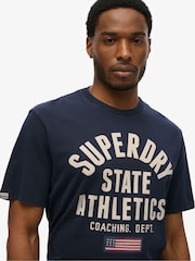 Superdry Blue 100% Cotton Athletic Essential Graphic T-Shirt - Image 3 of 5