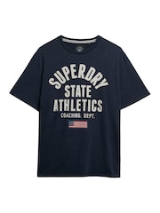 Superdry Blue 100% Cotton Athletic Essential Graphic T-Shirt - Image 4 of 5