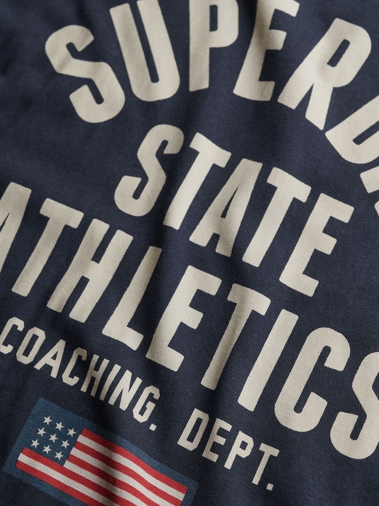 Superdry Blue 100% Cotton Athletic Essential Graphic T-Shirt - Image 5 of 5