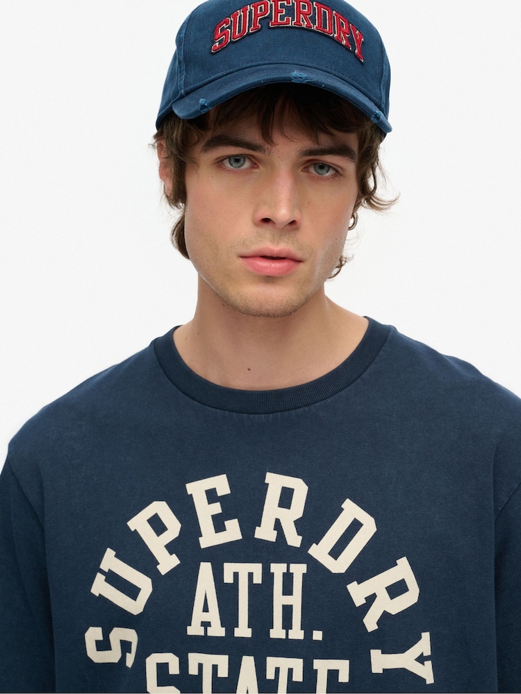 Superdry Blue 100% Cotton Athletic Essential Graphic T-Shirt - Image 3 of 3
