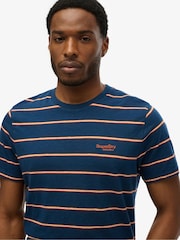 Superdry Blue 100% Cotton Essentials Stripe T-Shirt - Image 3 of 5