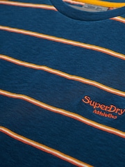 Superdry Blue 100% Cotton Essentials Stripe T-Shirt - Image 5 of 5
