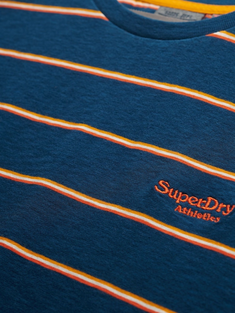 Superdry Blue 100% Cotton Essentials Stripe T-Shirt - Image 5 of 5