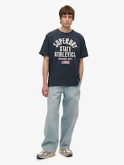 Superdry Blue 100% Cotton Athletic Essential Graphic T-Shirt - Image 1 of 3