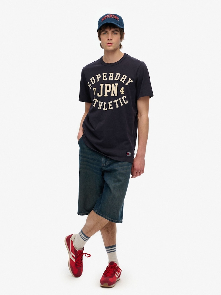 Superdry Black 100% Cotton Vintage Athletic Short Sleeve T-Shirt - Image 1 of 4