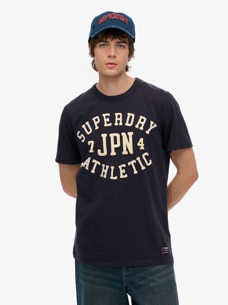 Superdry Black 100% Cotton Vintage Athletic Short Sleeve T-Shirt - Image 2 of 4