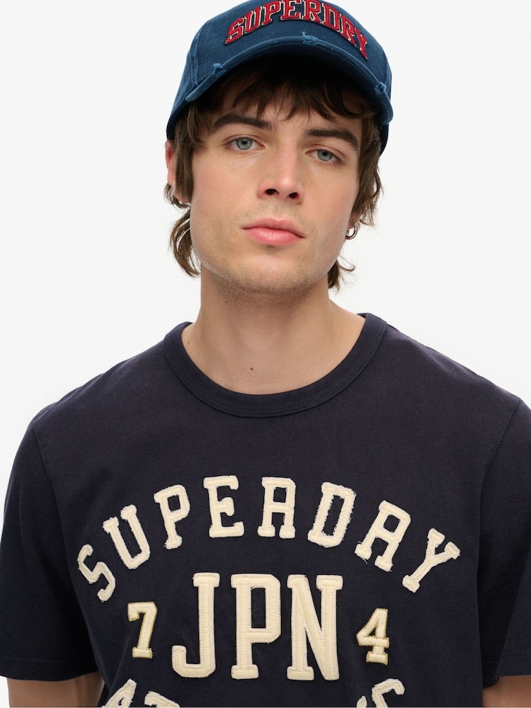 Superdry Black 100% Cotton Vintage Athletic Short Sleeve T-Shirt - Image 4 of 4