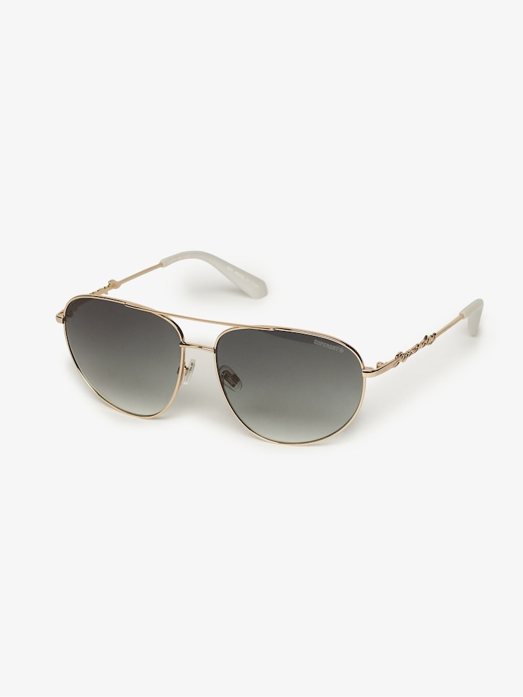 Superdry Gold Gradient Lens Aviator Sunglasses - Image 1 of 2