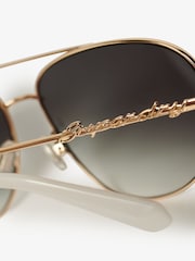 Superdry Gold Gradient Lens Aviator Sunglasses - Image 2 of 2