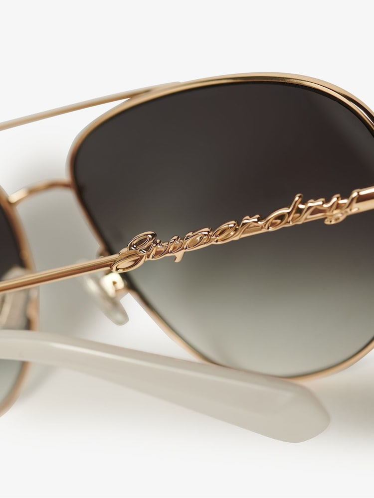 Superdry Gold Gradient Lens Aviator Sunglasses - Image 2 of 2