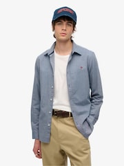 Superdry Blue Classic Oxford Long Sleeve 100% Cotton Shirt - Image 1 of 4