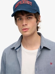 Superdry Blue Classic Oxford Long Sleeve 100% Cotton Shirt - Image 4 of 4