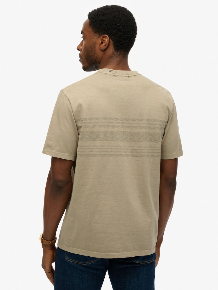 Superdry Green 100% Cotton Contrast Stripe Pocket T-Shirt - Image 2 of 4