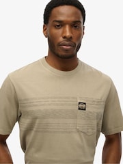 Superdry Green 100% Cotton Contrast Stripe Pocket T-Shirt - Image 3 of 4
