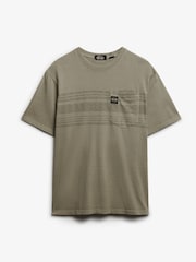 Superdry Green 100% Cotton Contrast Stripe Pocket T-Shirt - Image 4 of 4