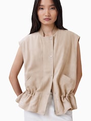AllSaints Cream Sofi Suede Gilet - Image 1 of 8