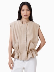 AllSaints Cream Sofi Suede Gilet - Image 2 of 8