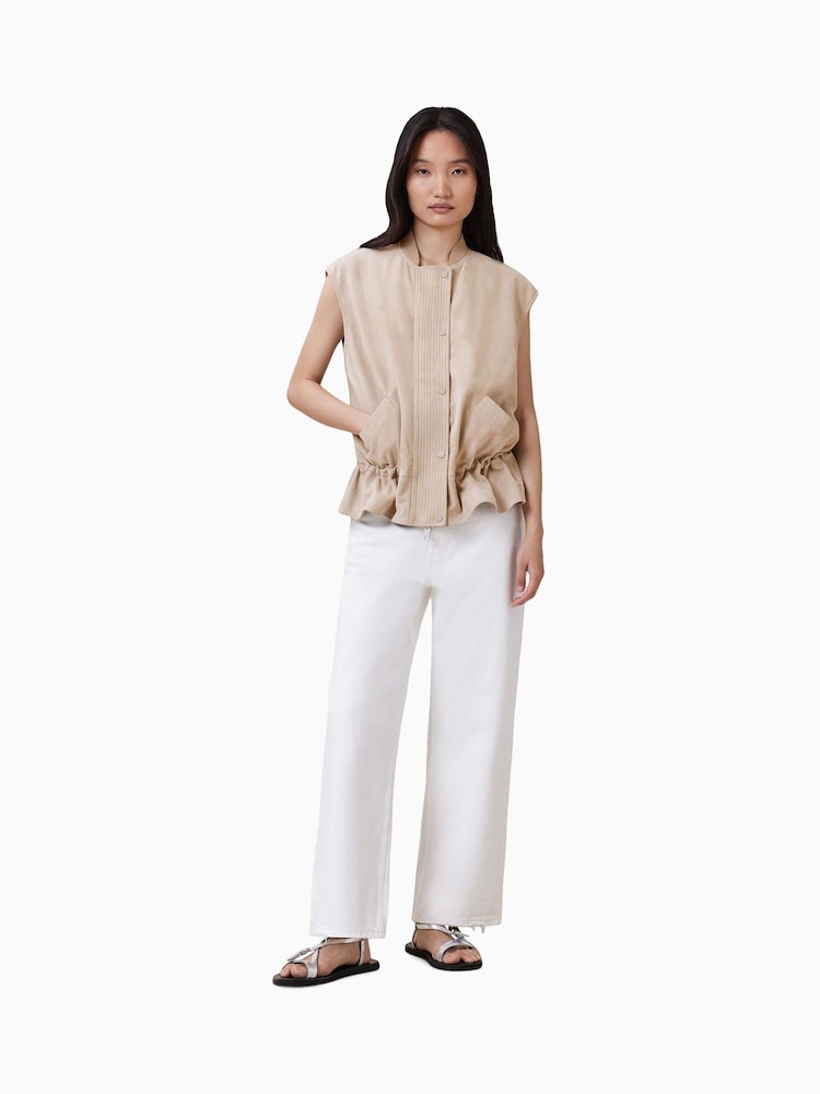 AllSaints Cream Sofi Suede Gilet - Image 3 of 8