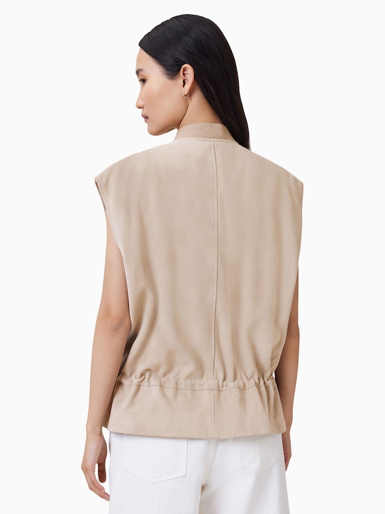 AllSaints Cream Sofi Suede Gilet - Image 7 of 8