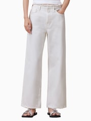 AllSaints White Blake Fray 100% Cotton Jeans - Image 2 of 8