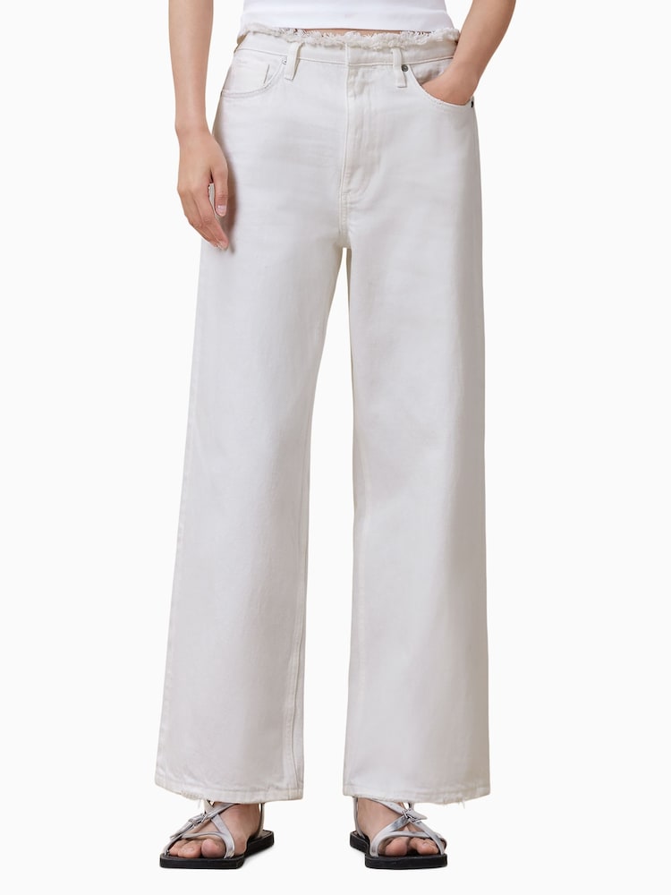 AllSaints White Blake Fray 100% Cotton Jeans - Image 2 of 8
