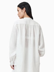 AllSaints White Cassia 100% Linen Shirt - Image 7 of 8