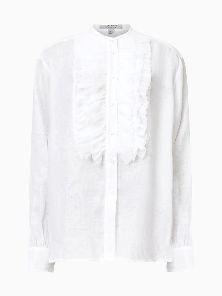 AllSaints White Cassia 100% Linen Shirt - Image 8 of 8