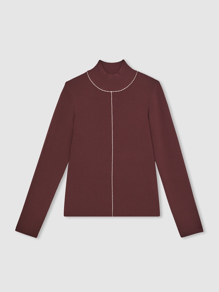Reiss Burgundy/Camel Kya Jumper - Image 2 of 6