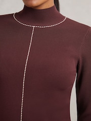 Reiss Burgundy/Camel Kya Jumper - Image 4 of 6